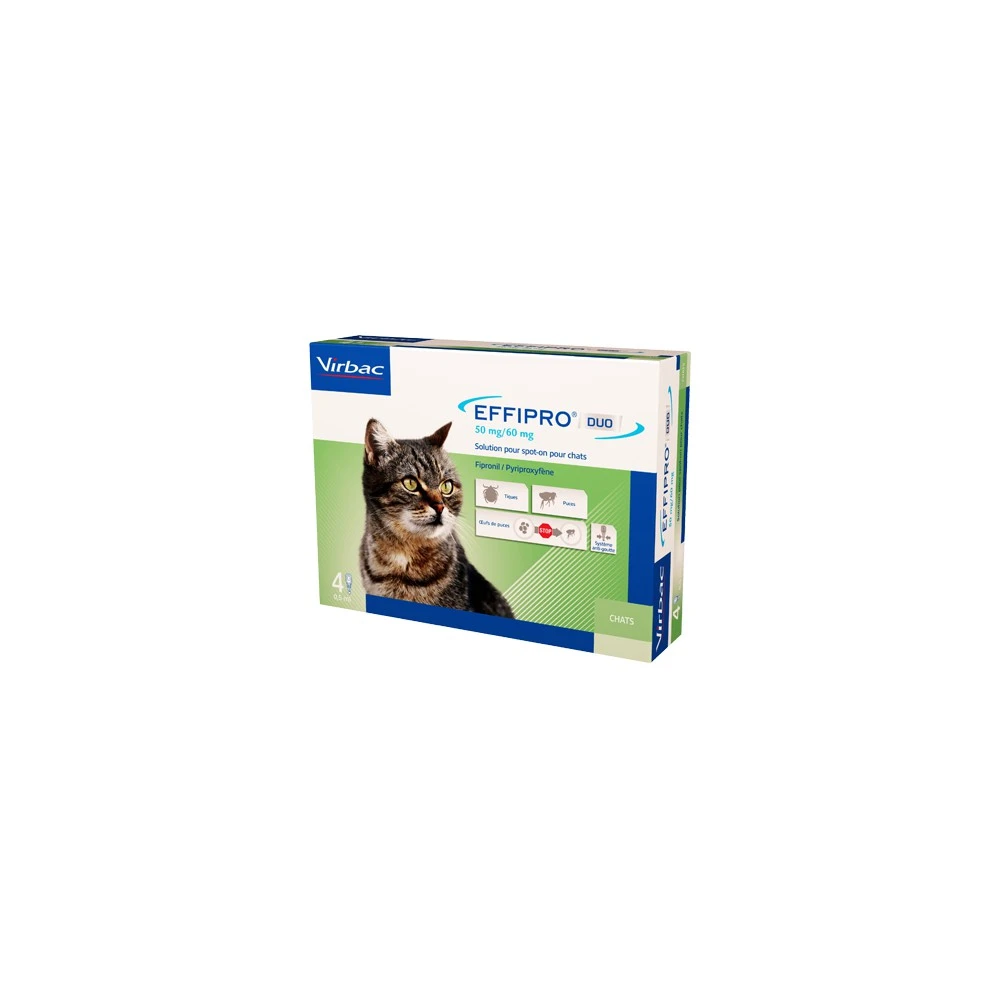 Virbac Effipro DUO Spot-On Kleine Kat (1 T/m 6 Kg) - 4 Pipetten 1 Virbac Effipro DUO Spot-On Kleine Kat (1 T/m 6 Kg) - 4 Pipetten