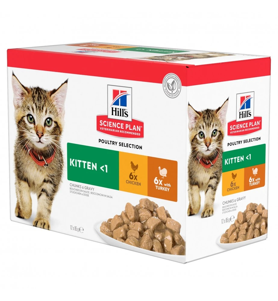 Hill's Science Plan Kitten Maaltijdzakjes Kip & Kalkoen - 4 X 12 X 85 Gram 1 Hill's Science Plan Kitten Maaltijdzakjes Kip & Kalkoen - 4 X 12 X 85 Gram
